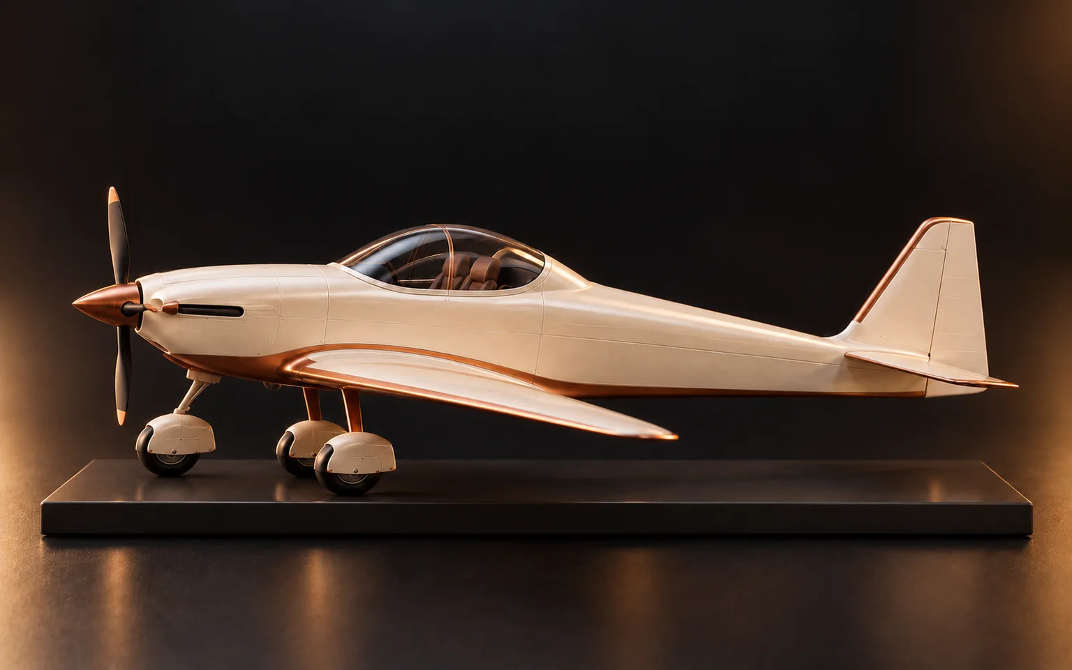 AI-assisted RV-9A study with a nosewheel and two main wheels on a flat base